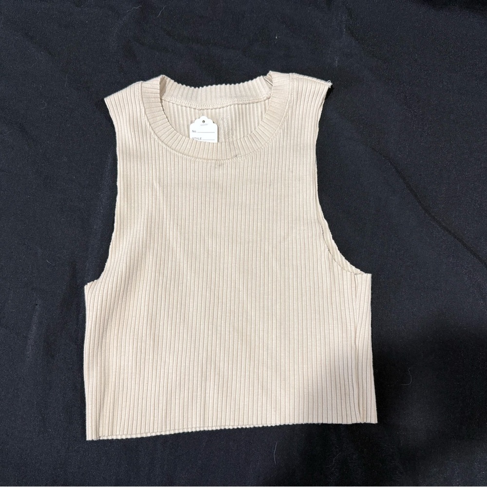 Aerie Cream Ribbed Tank Top